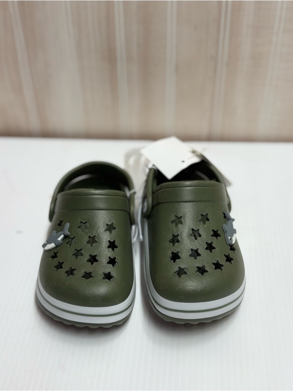 Koala Kids Olive Green Star-Pattern Clog Sandals